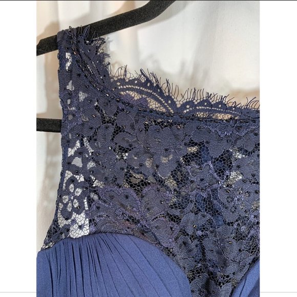 NWT Aidan Mattox Embellished Lace & Silk Chiffon Gown Twilight Blue [ SZ 6‎ ] - Picture 8 of 15